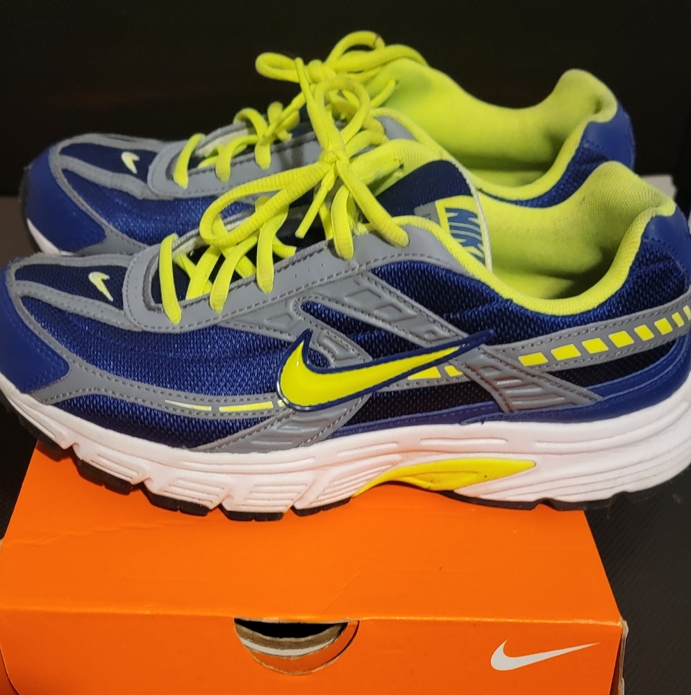 Nike Blue and Neon Yellow Men's Sneakers